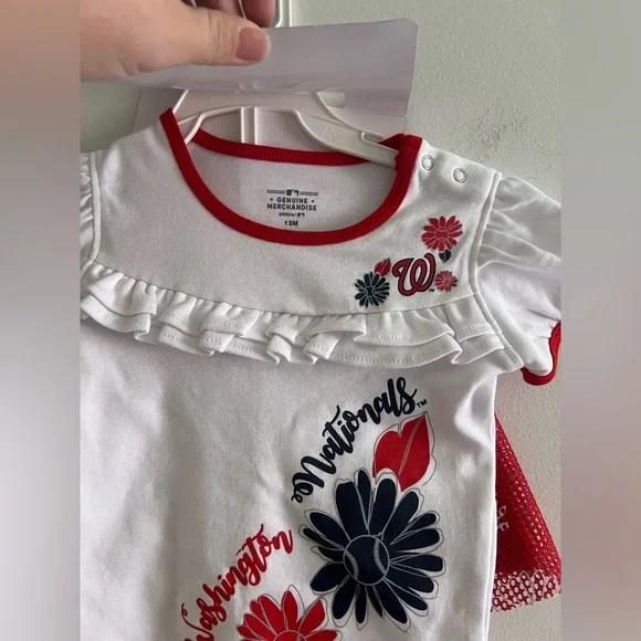 Washington Nationals Baby Girl Outfit 12M NWT MLB Onesie Tutu Skirt Set Game Day - Picture 2 of 3